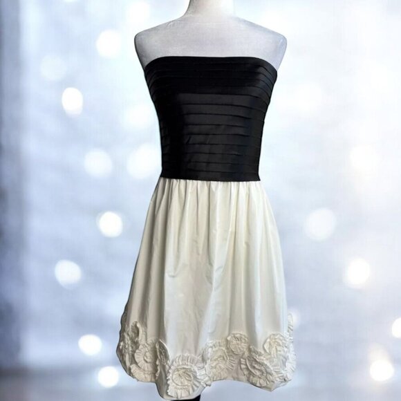 Max & Cleo Black and White Strapless Dress - Picture 1 of 10